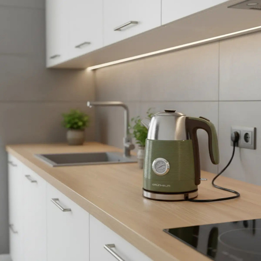 Электрочайник Grunhelm EKS-25042 1.7 л оливковый Київ - зображення 1