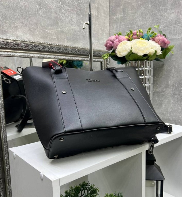 Большая сумка шоппер А4 формата черная повседневная Диор DS181 Киев - изображение 2