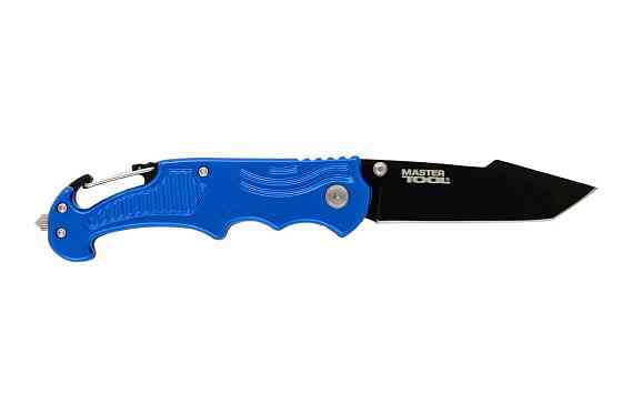 Нож складной MASTERTOOL "DAMASK" 204х33х12 мм черное нержавеющее лезвие алюминиевая рукоятка с караб Харків