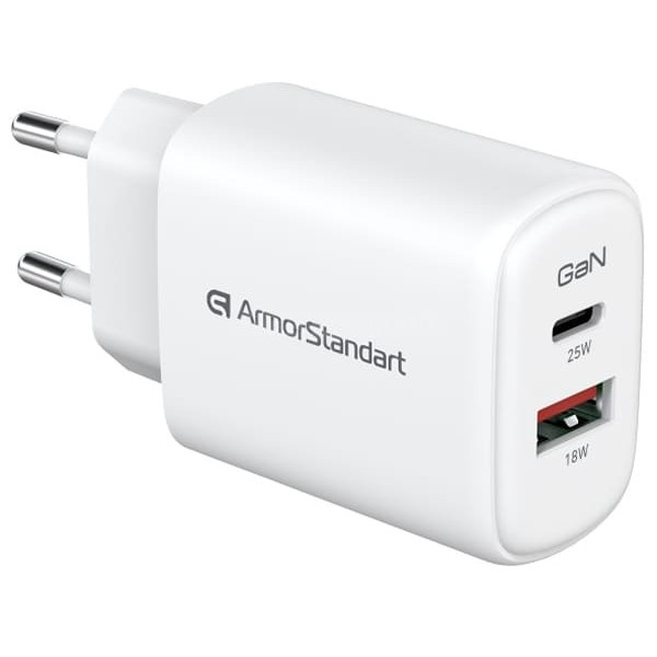 Зарядний пристрій ArmorStandart AR-T252WEU 25W GaN Type-C+USB White (ARM89532) Харьков - изображение 4