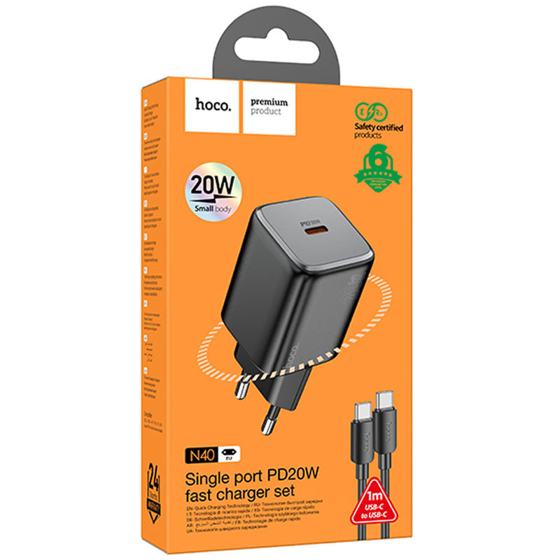 СЗУ Hoco N40 Mighty PD20W (1USB-C) + кабель Type-C to Type-C Херсон - изображение 6