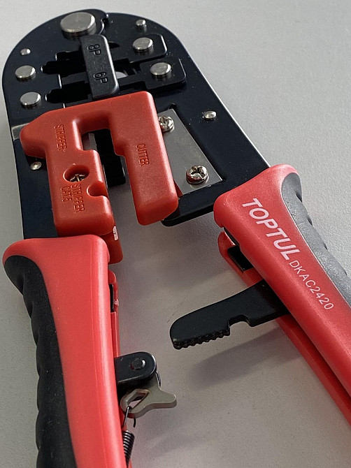 Клещи для обжима и зачистки проводов (RJ11/RJ12/RJ45) трещоточные TOPTUL DKAC2420 Харків - зображення 3