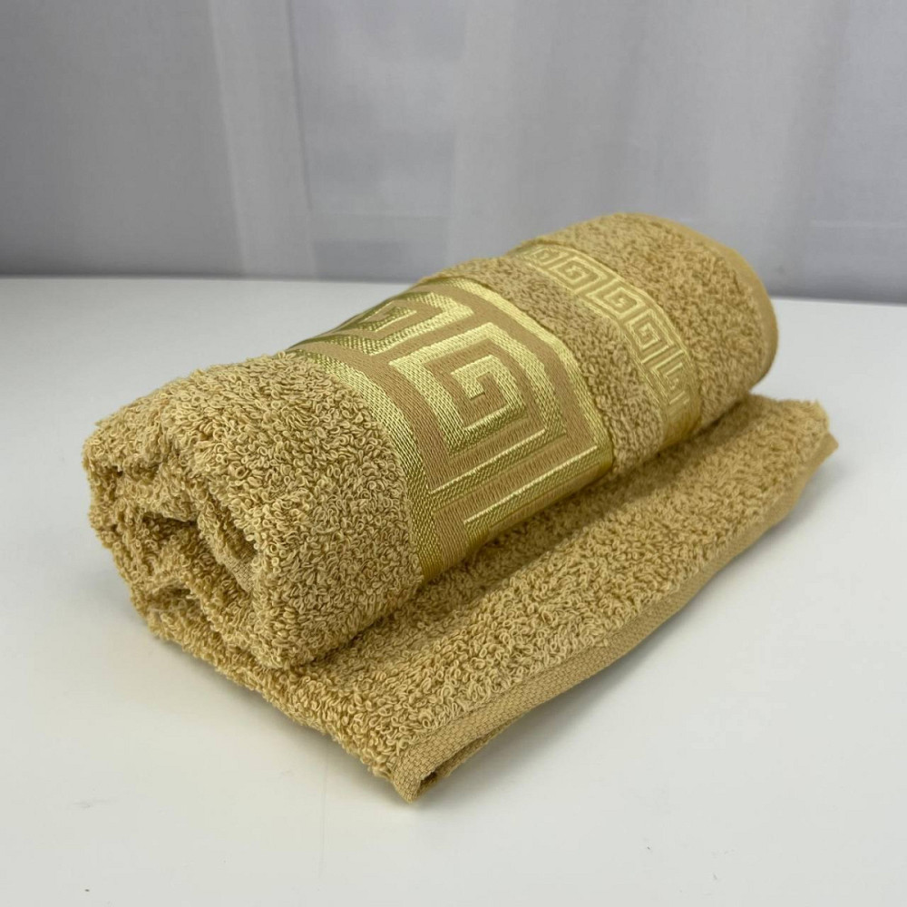 Рушник для обличчя махровий Febo Vip Cotton Grek Туреччина 6386 жовтий 50х90 см Киев - изображение 1