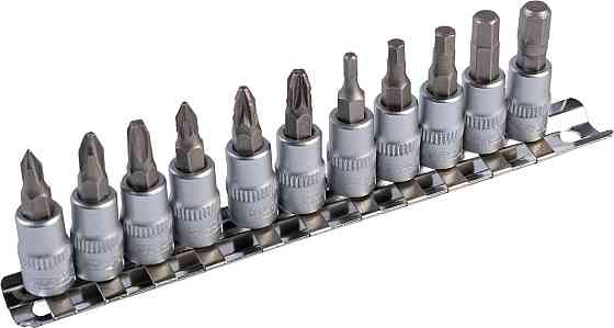 Набор головок торцевых MASTERTOOL ¼" с отверточными насадками PH1-2-3/ PZ1-2-3/ HEX3-4-5-6-7 CrV 11  Харків