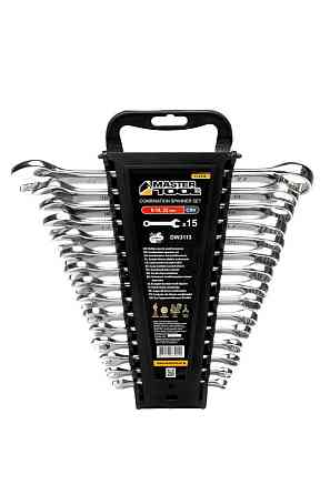 Ключи комбинированные MASTERTOOL набор 15 шт (6-19, 22 мм) CrV SATIN FINISH DIN3113 71-2115 Харьков