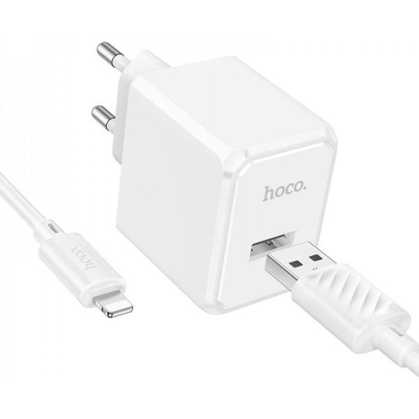 Мережевий зарядний пристрій Hoco CS11A 2.1A + cable USB to Lightning 1m White Харків - зображення 1