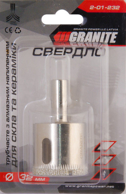 Сверло для стекла и керамики GRANITE трубчатое с алмазным напылением 32 мм 2-01-232 Харьков - изображение 2