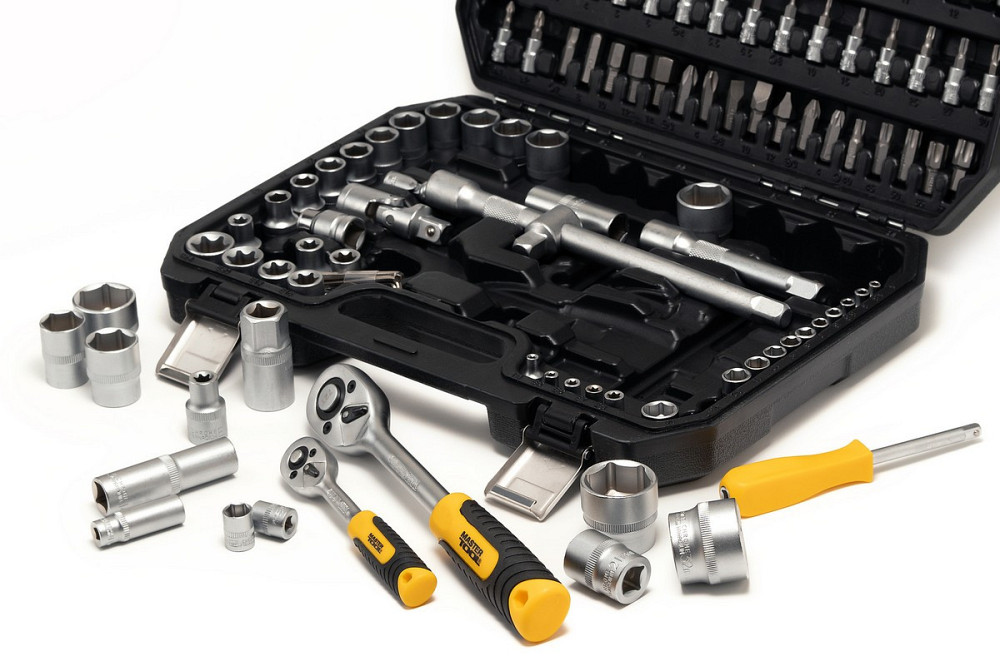 Набор инструментов MASTERTOOL ¼"&½" 108 шт 4-14 мм 10-32 мм CrV кейс с металлическими замками 78-510 Харьков - изображение 2