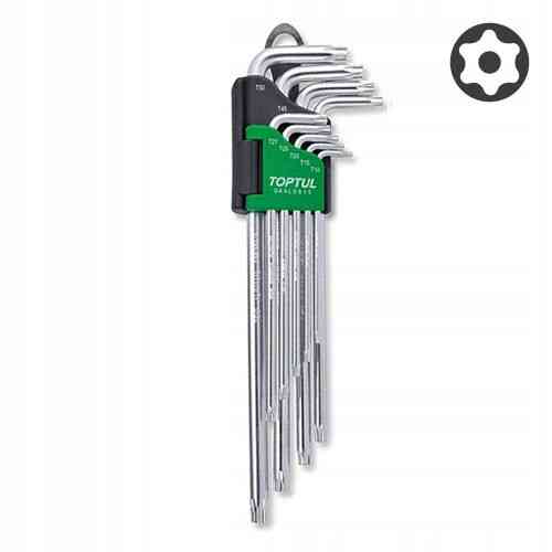 Г-образные ключи TORX TOPTUL T10-T50 9ед. супердлинные с отверстием GAAL0915 Харків