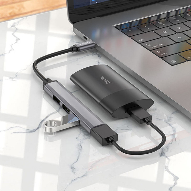 Переходник Hoco HB26 4in1 (Type-C to USB3.0+USB2.0*3) Херсон - зображення 3