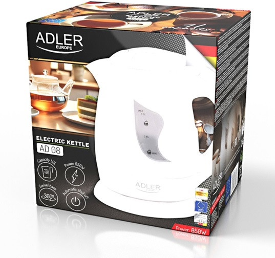 Электрочайник Adler AD 08 white 1 л белый Київ - зображення 6
