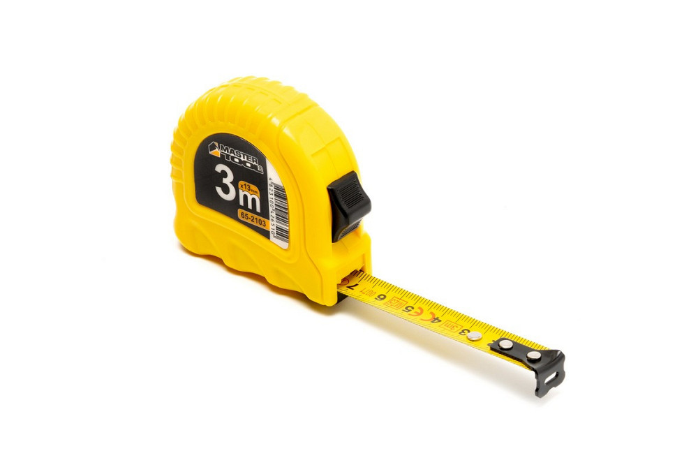 Рулетка MASTERTOOL 3 м х 13 мм фиксатор полотна кнопка STOP противоскользящий крючок 12 шт SHOWBOX 6 Харків - зображення 1