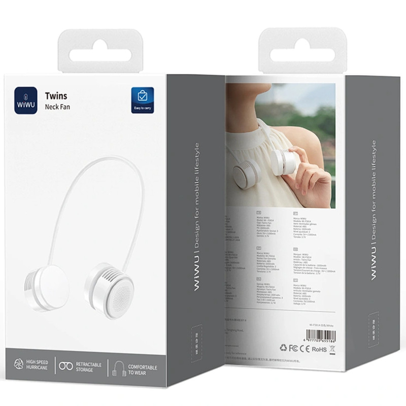 Портативный вентилятор WIWU FS014 Twins Neck 1600 mAh Херсон - зображення 3