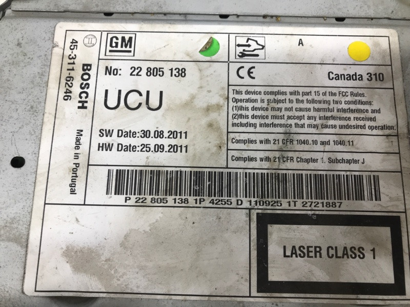 Магнитофон Chevrolet Cruze 2009-2016 94563272 (Арт. 28370) Київ - зображення 6