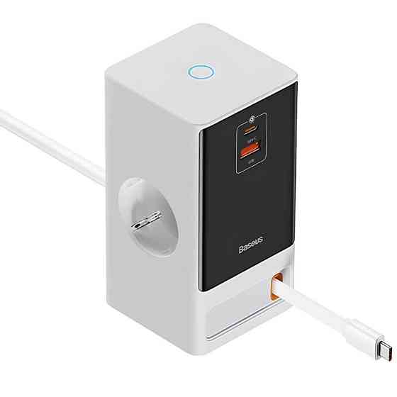 СЗУ Baseus OS PowerCombo Digital PowerStrip+Retractable-C 65W (1USB-A/1C/2Socket) (1.5m) (PSLR000) Херсон