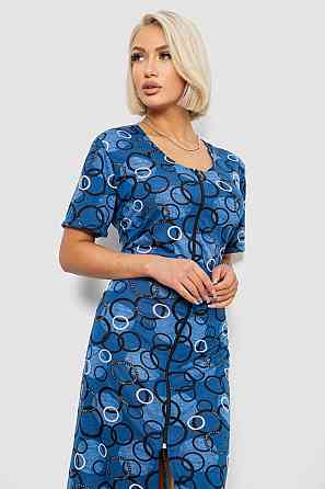 Халат жіночий на блискавці з принтом, синій | Новий | XL-4XL Одеса