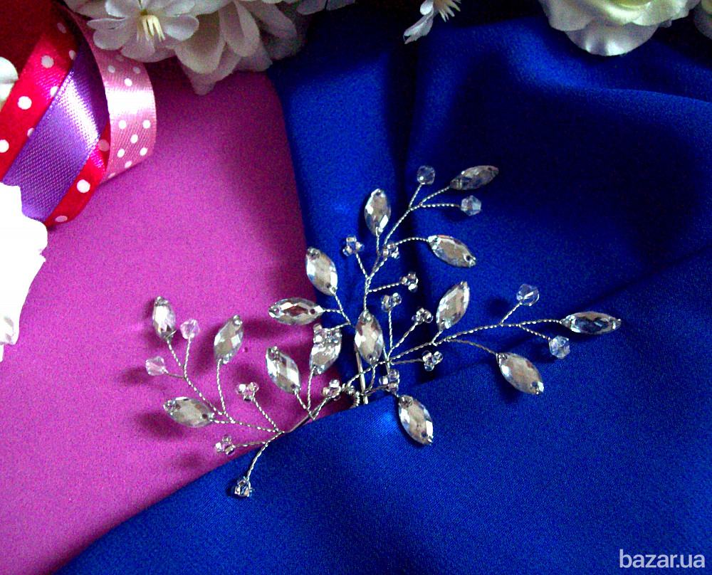 комплект праздничных шпилек прозрачный серебряный Луцк - изображение 2