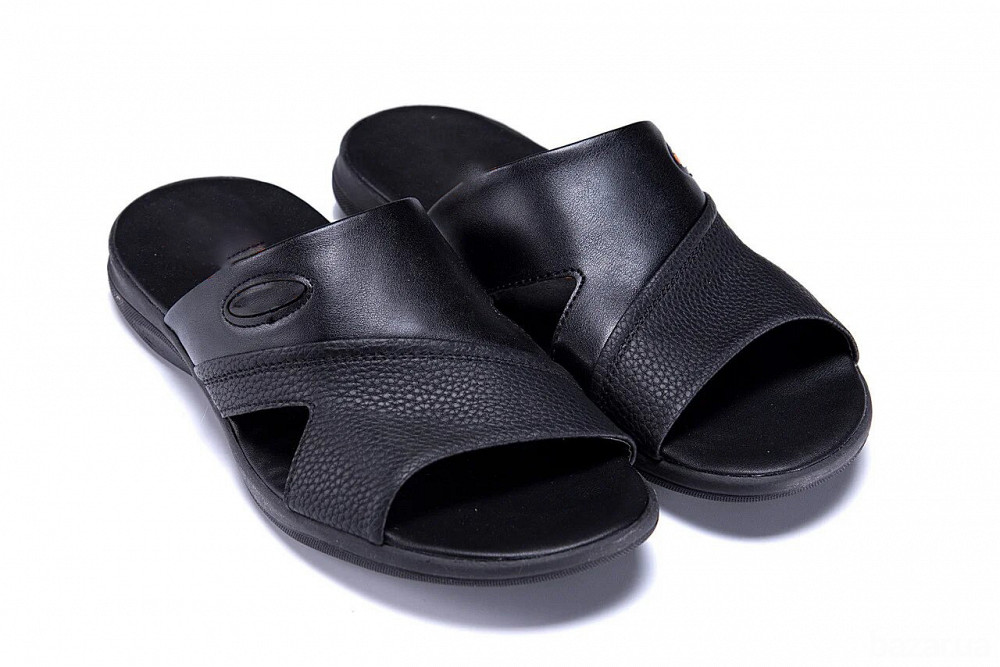 Мужские кожаные  летние шлепанцы-сланцы E-series Black Киев - изображение 11