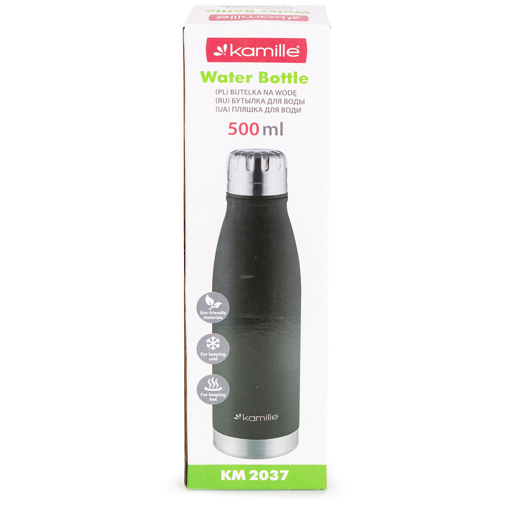 Термос-бутылка Kamille 500 мл из нержавеющей стали черный КМ 2037 Одесса - изображение 8