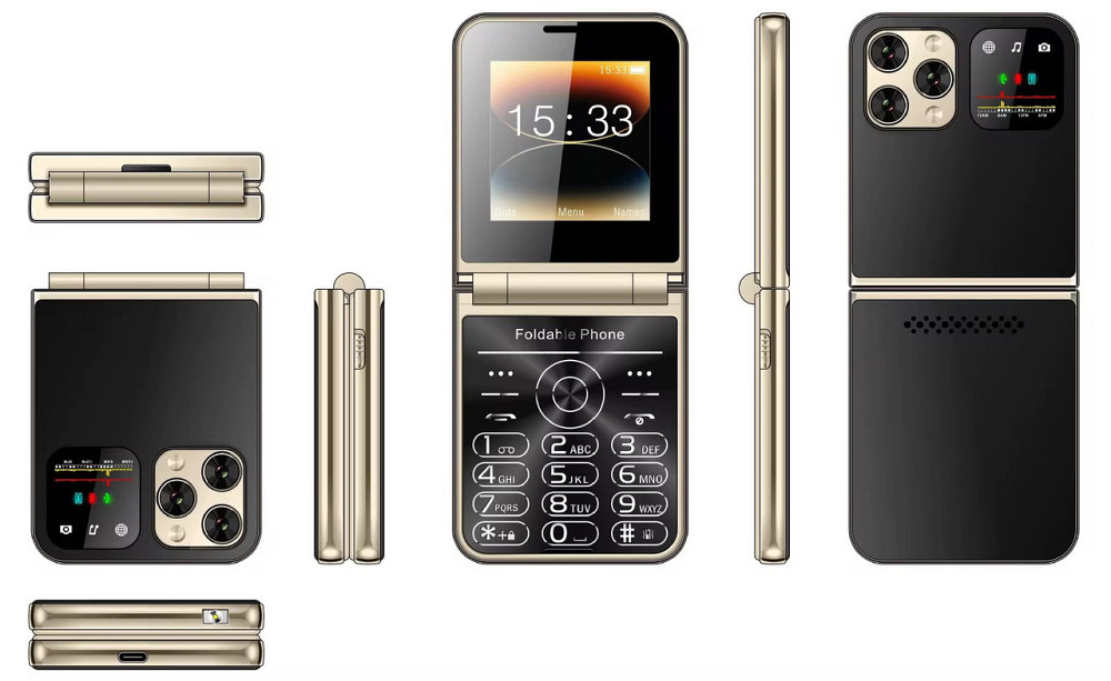 Кнопочный мобильный телефон раскладушка AIEK I16 Max на 4 сим карты Black Київ - зображення 8