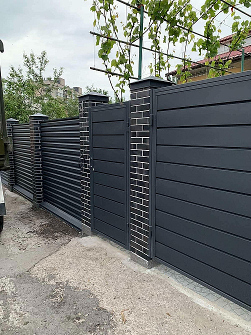 Паркан металевий Полоска в графітово-бежевому кольорі.Виробник. Черкассы - изображение 6