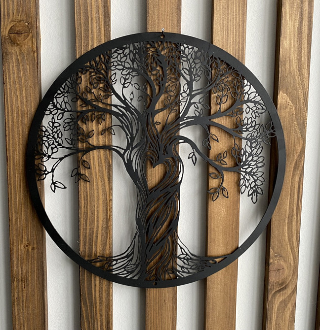 Настенный декор панно картина лофт из металла Дерево жизни с листьями Киев - изображение 5
