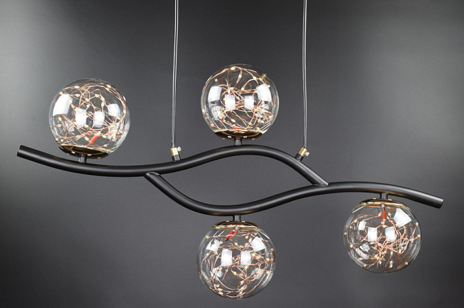 Люстра стельова LED YQ318/4-bk-led Чорний 45-150х13х70 см. Київ - зображення 1