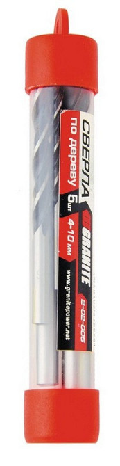 Набор сверл для дерева GRANITE 5 шт 4х75/5х80/6х90/8х103/10х117 мм 2-02-005 Харьков - изображение 2