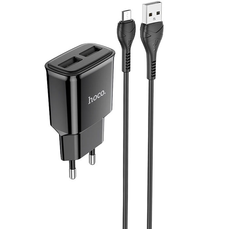СЗУ Hoco C88A Star round 2.4A (2USB-A) + кабель USB to MicroUSB Херсон - зображення 1