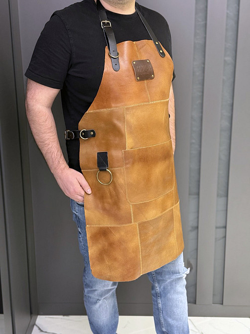 Фартук из натуральной кожи рыжий HollaApron Rust Харків - зображення 3