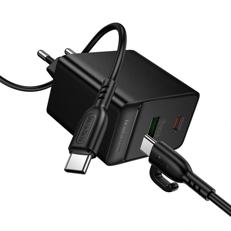 СЗУ Borofone BAS17A Erudite PD65W+QC3.0 (1USB-A/1C) + кабель Type-C to Type-C Херсон - изображение 5