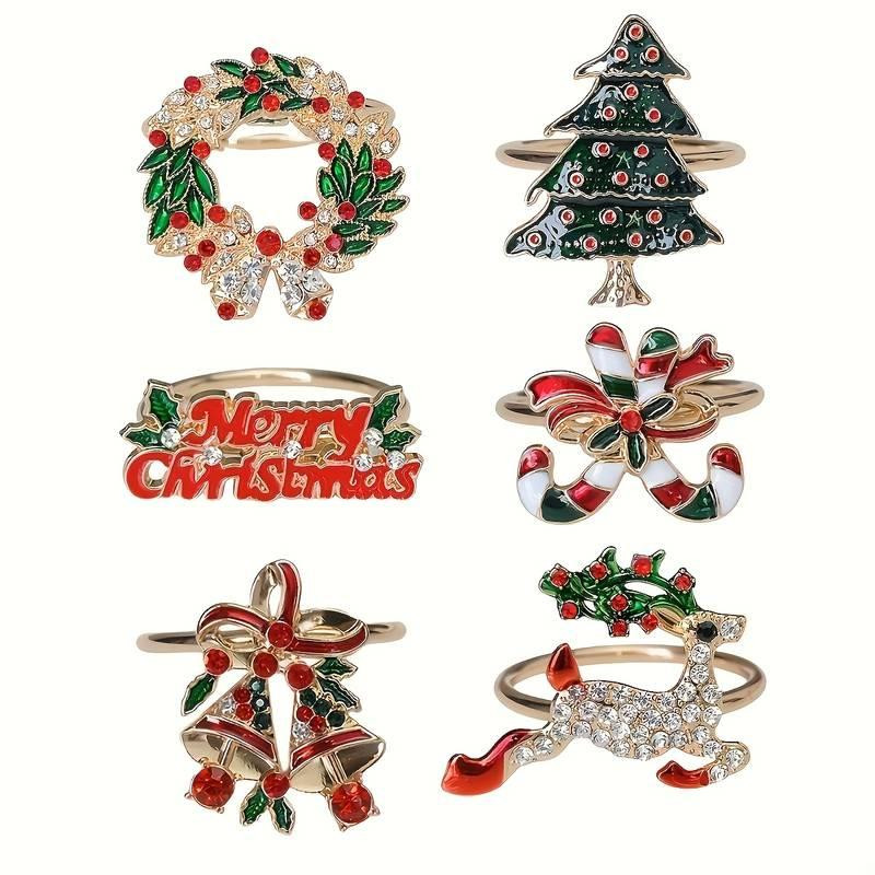 Набор колец для салфеток Рождественский микс 6шт золотые Mv056 Одеса - зображення 1