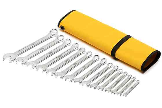 Ключи комбинированные MASTERTOOL COLD FORGED набор 15 шт (6–19/22 мм) 31CrV3 DIN 3113 в чехле 72-111 Харків