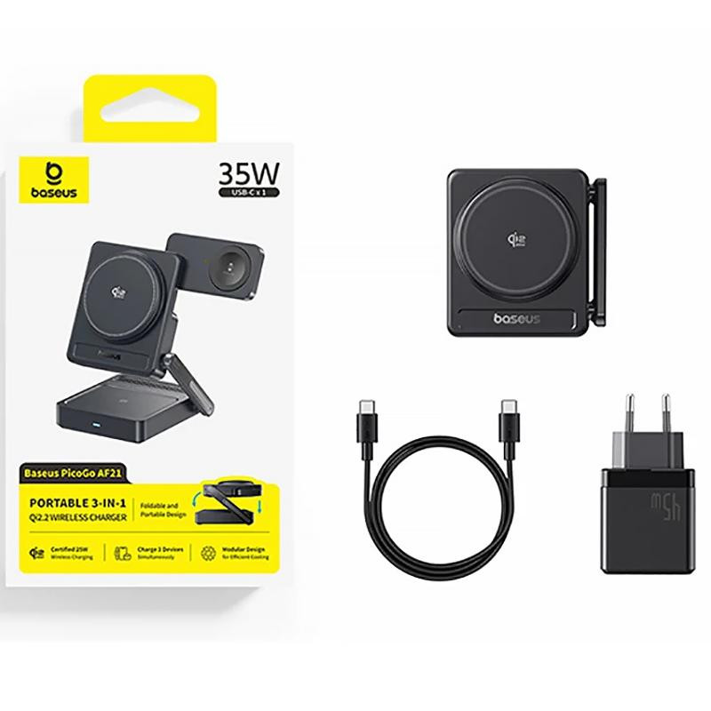 БЗУ Baseus PicoGo AF21 Portable 3in1 35W Qi2.2 + СЗУ 45W (E02054) Херсон - изображение 4