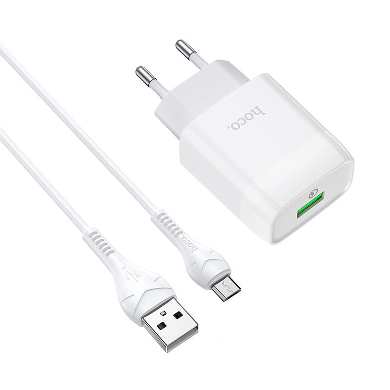СЗУ Hoco C72Q Glorious QC3.0 18W (1USB-A) + кабель USB to MicroUSB Херсон - зображення 1