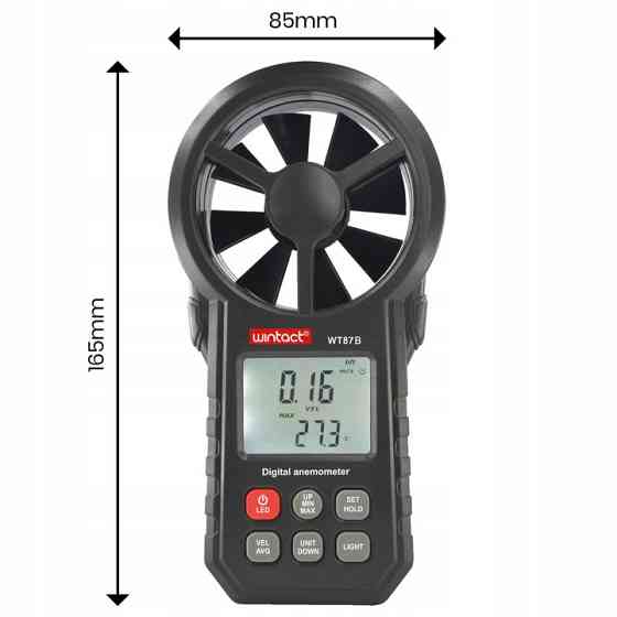Анемометр крыльчатый USB, Bluetooth 0,3-30м/с, -10-45°C WINTACT WT87B Харків