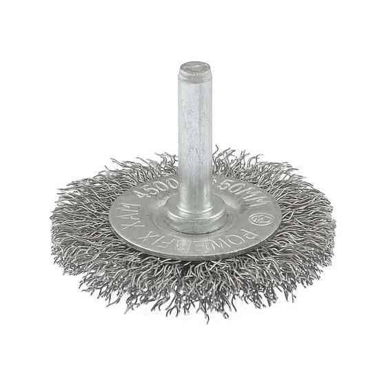 Щетка дисковая MASTERTOOL из рифленой проволоки Ø 50 мм со стержнем ¼" 19-9805 Харьков