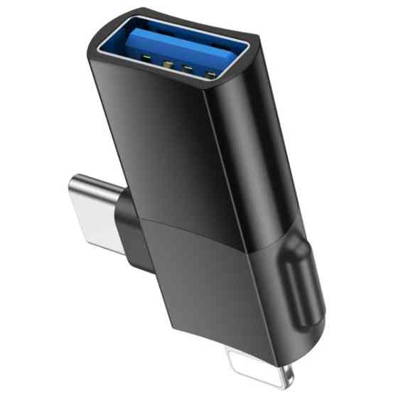 Адаптер Hoco UA17 Lightning/Type-C to USB 2.0 Black (Код товару:42022) Харків