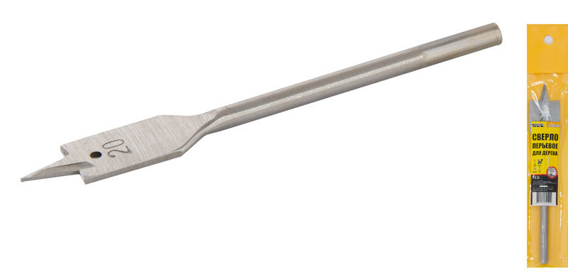 Сверло для дерева MASTERTOOL перьевое 20х152 мм 6-гранный хвостовик 12-0200 Харків - зображення 1