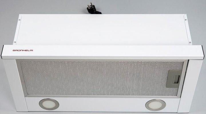 Вытяжка Grunhelm GVT 115 W (телескопическая, 650 м3/ч, эмалированный металл, белая) Київ - зображення 10
