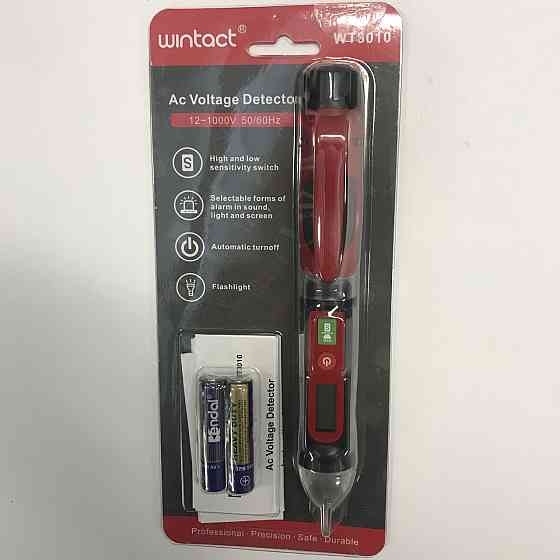 Тестер напряжения бесконтактный (12-1000V / 50/60Hz) со световой и звуковой индикацией WINTACT WT301 Харків