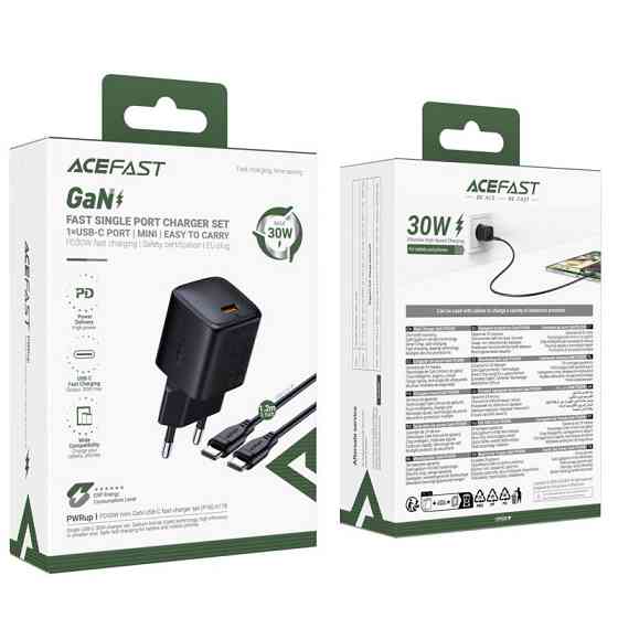 СЗУ Acefast A118 PD30W GaN (1USB-C) + кабель Type-C to Type-C Херсон