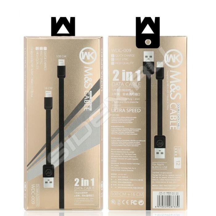 Кабель Lightning-microUSB 1 м WK WDC-009-Black Киев - изображение 2
