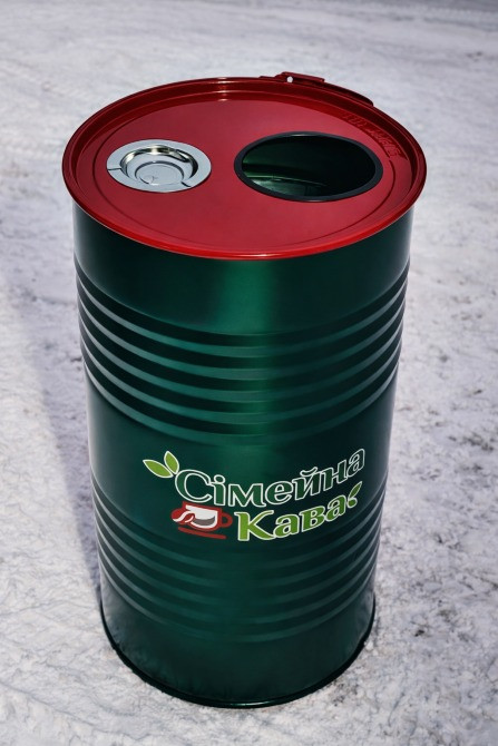 Урна з попільничкою 100 л з металевої бочки з нанесенням логотипу вашого бізнесу Київ - зображення 1