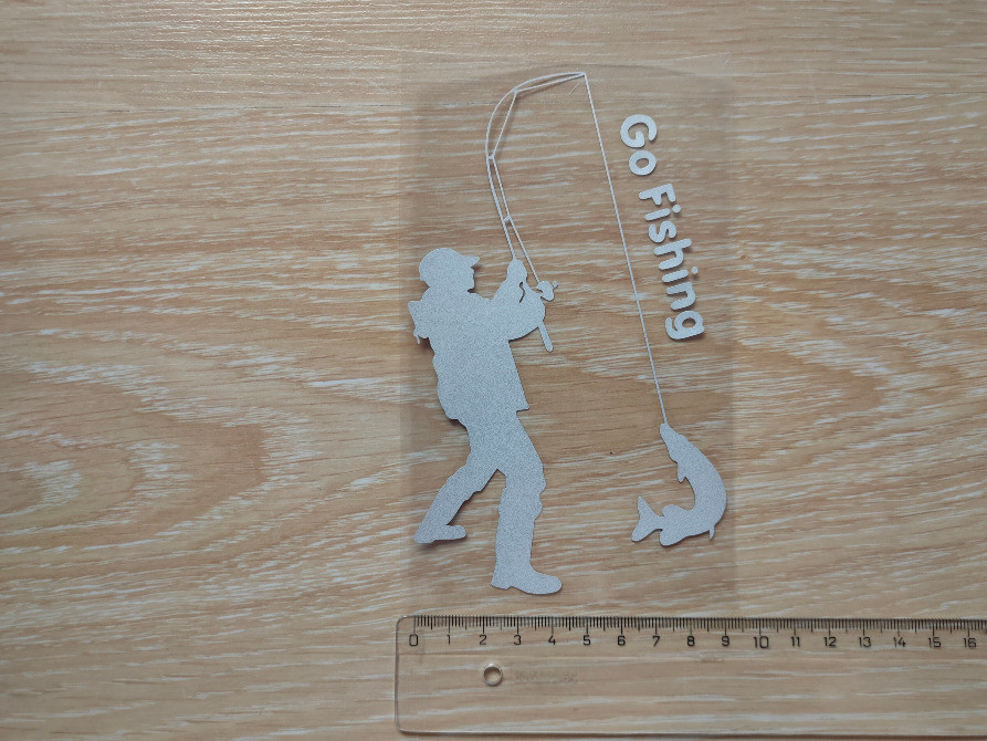 Наклейка на авто-мото Рыбак с щукой Белая светоотражающая Київ - зображення 4