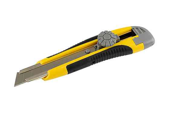 Нож строительный MASTERTOOL с отломным лезвием 18 мм ABS пластик с TPR покрытием металлическая напра Харків