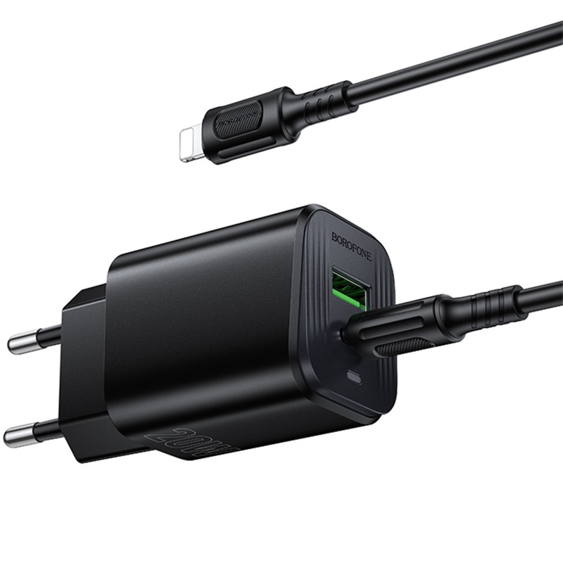 СЗУ Borofone BAS83A Star PD20W+QC3.0 (1USB-A/1C) + кабель Type-C to Lightning Херсон - изображение 3