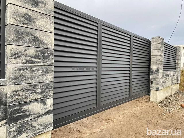 Паркан з блоків в стилі Лофт, паркан Ранчо і паркан Жалюзі від виробника Наша Хата ворота та паркани Херсон - изображение 3