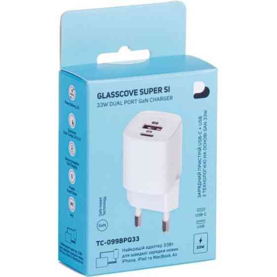 Мережевий зарядний пристрій Glasscove Wall Charger 33W USB+Type-C White Харків