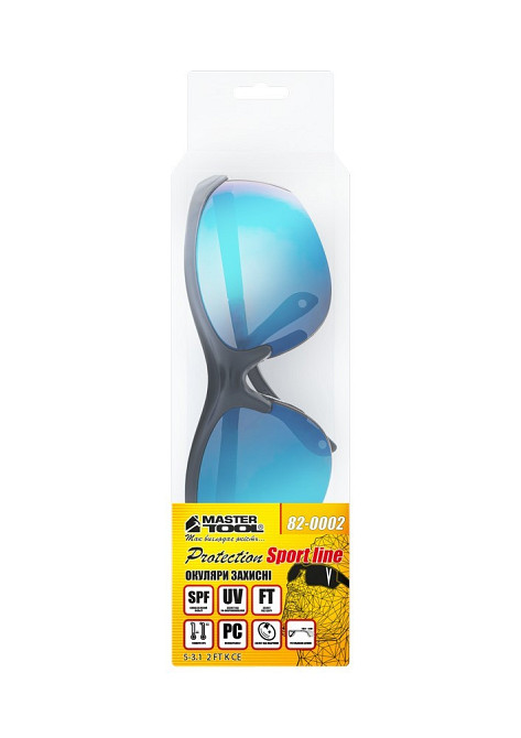 Очки открытые MASTERTOOL SPORTLINE BLUE MIRROR защита от царапин ANTI-SCRATCH регулируемые дужки 82- Харьков - изображение 5